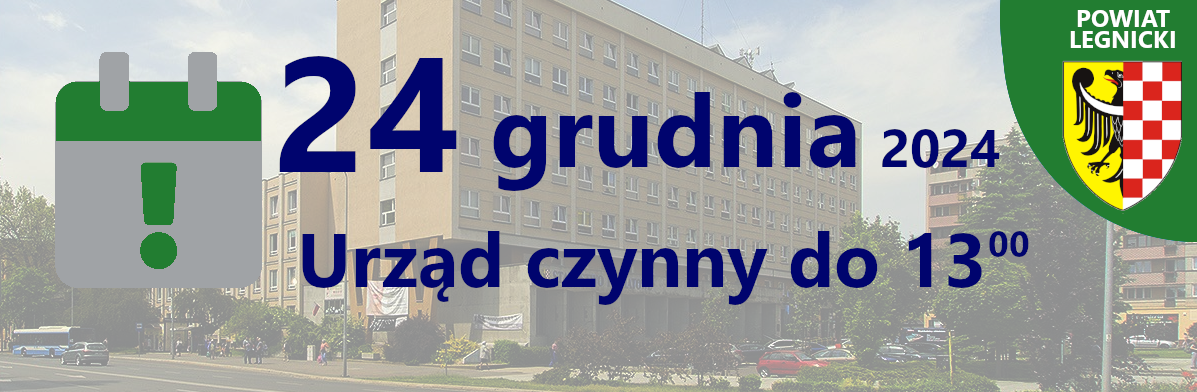 Grafika: 24 grudnia 2024 - urząd będzie czynny do 13:00