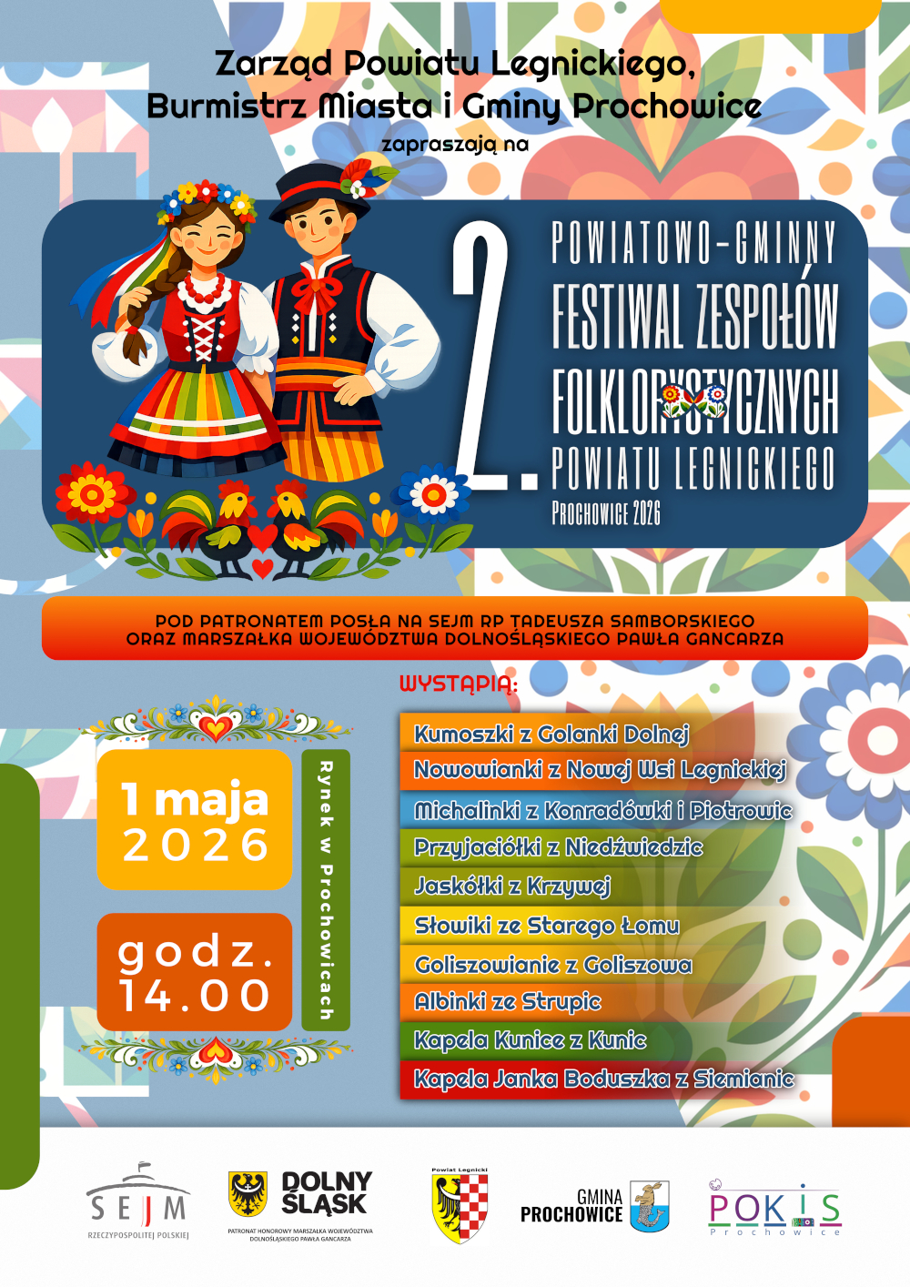 Plakat: II Powiatowo-Gminny Festiwal Zespołów Folklorystycznych